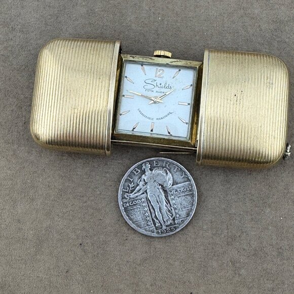 Shields Fifth Avenue Fine Jewelry Branded  17 Jewel Machined Brass Purse Watch - Picture 9 of 10